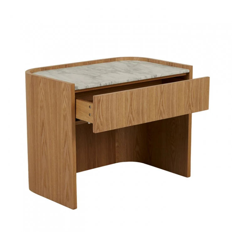 Elsie Large Bedside White Marble/Natural