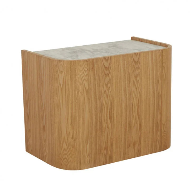 Elsie Large Bedside White Marble/Natural