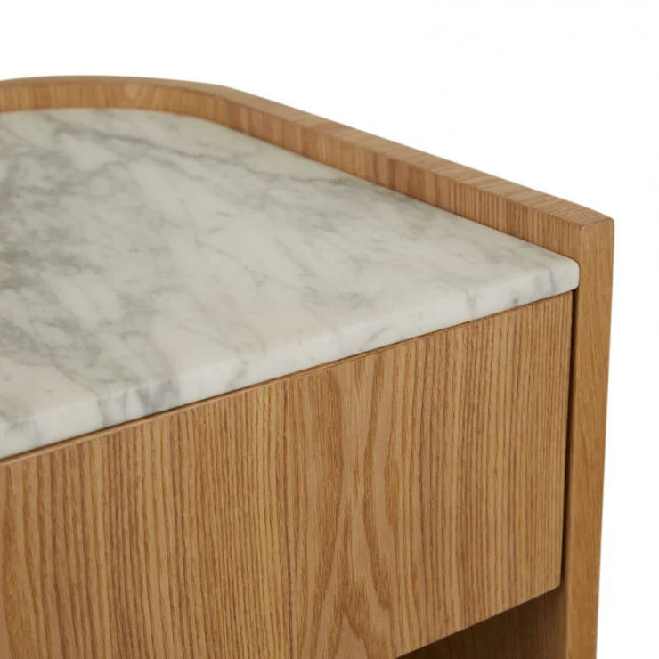 Elsie Large Bedside White Marble/Natural