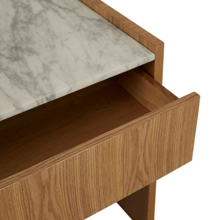 Elsie Large Bedside White Marble/Natural