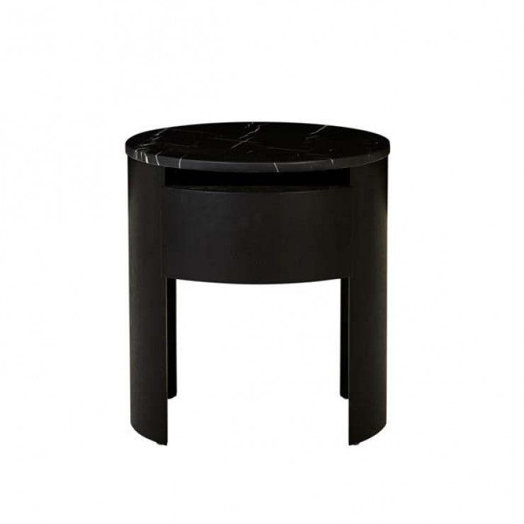 Oberon Crescent Marble Bedside Black