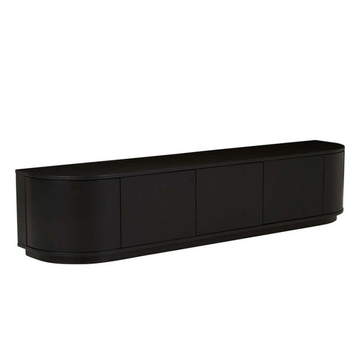 Oberon Crescent Entertainment Unit Black 2100mm