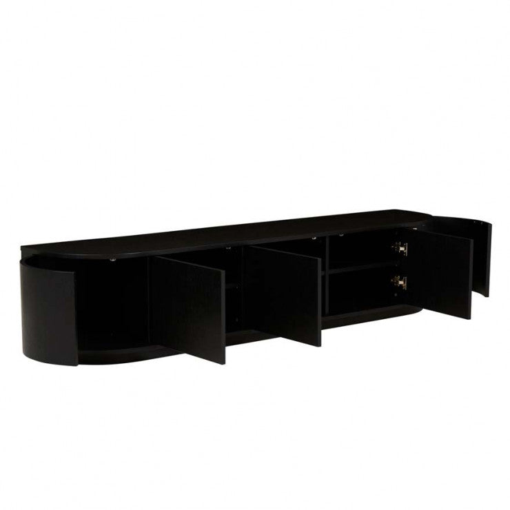 Oberon Crescent Entertainment Unit Black 2100mm