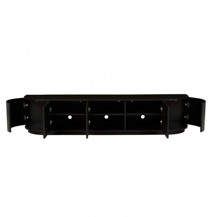 Oberon Crescent Entertainment Unit Black 2100mm