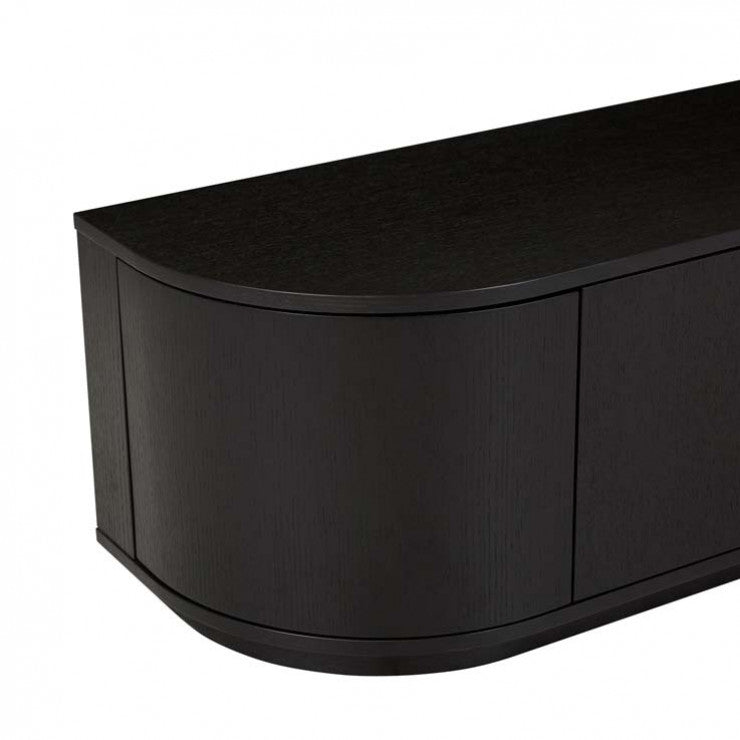 Oberon Crescent Entertainment Unit Black 2100mm
